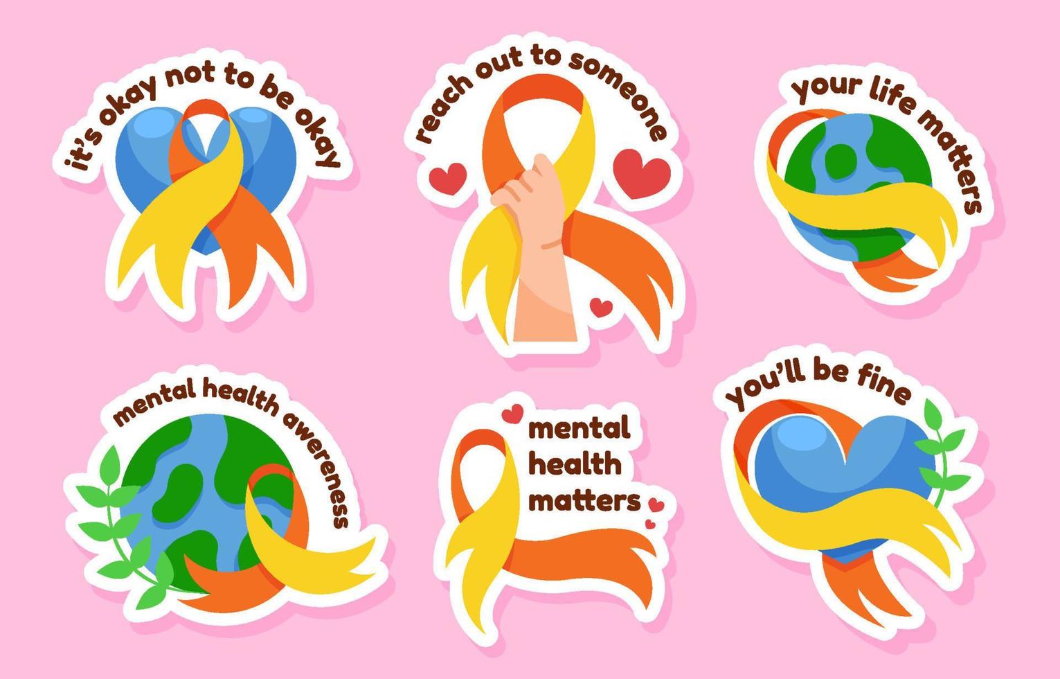 Survivor Support Suicide Prevention Day Sticker set Collection vector