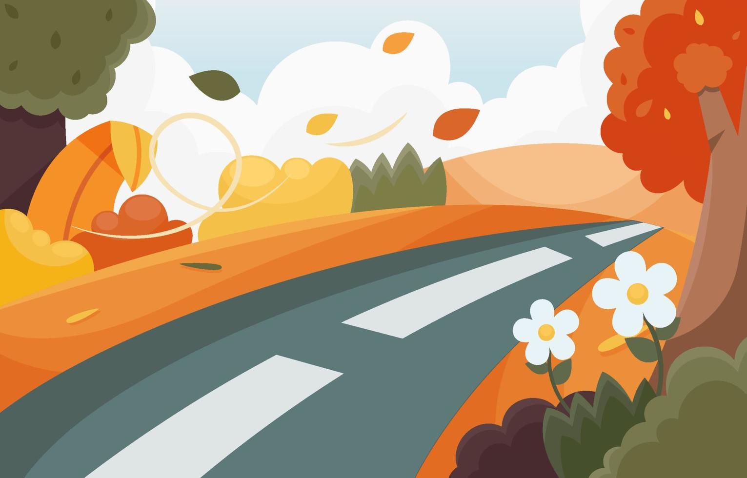 carretera a través del concepto de otoño vector