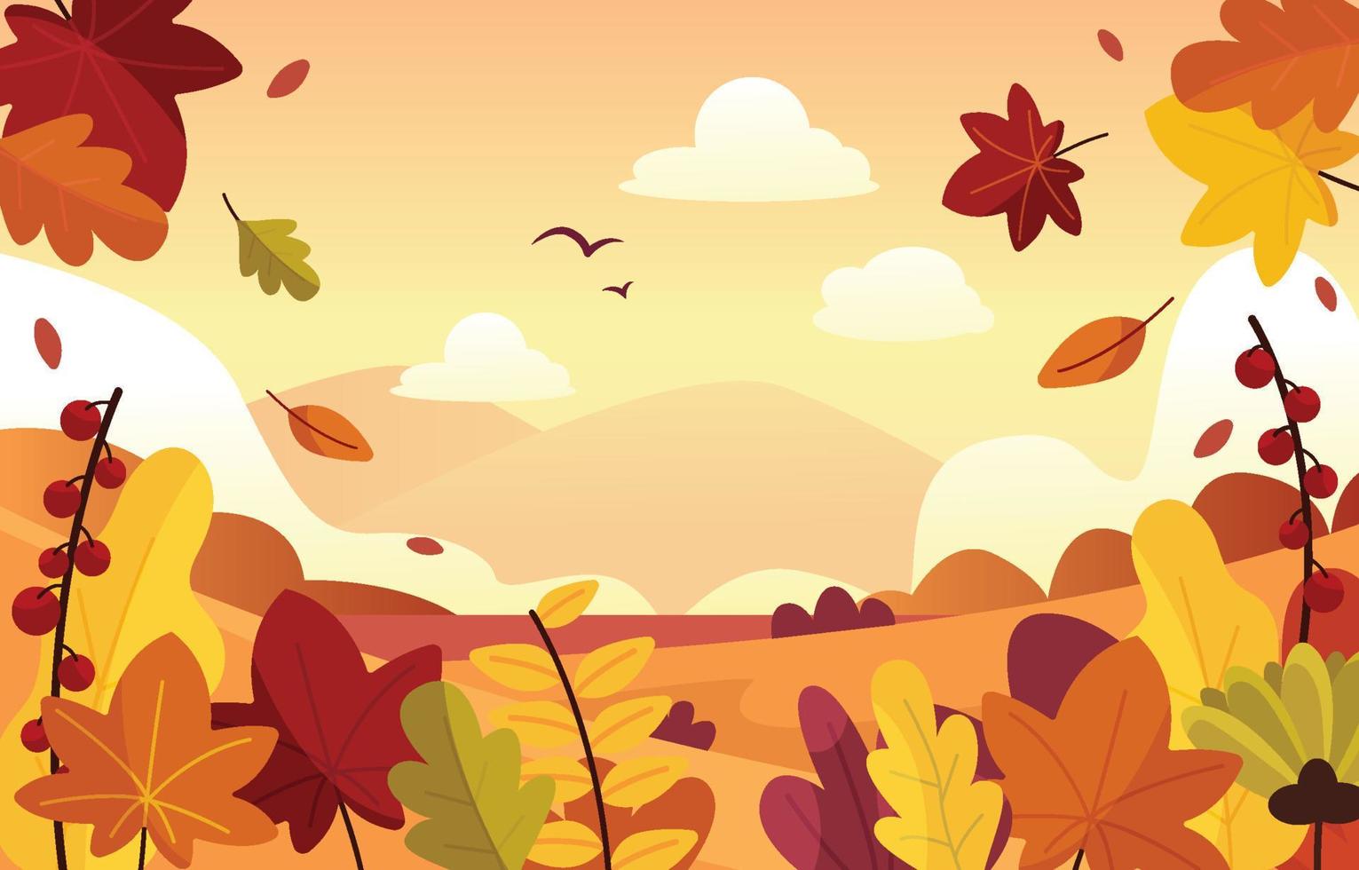 vista de fondo del paisaje floral de otoño vector