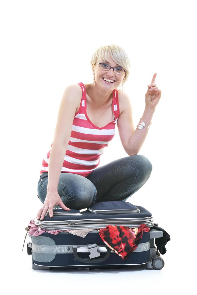 woman with travel bag photo