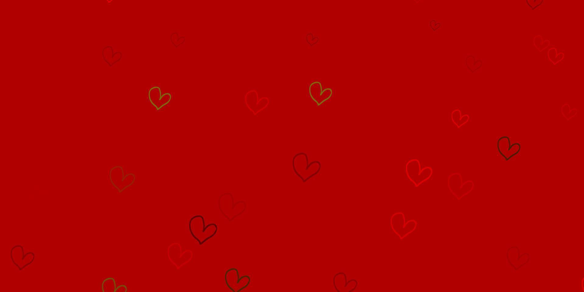 Light Green, Red vector background with hearts.