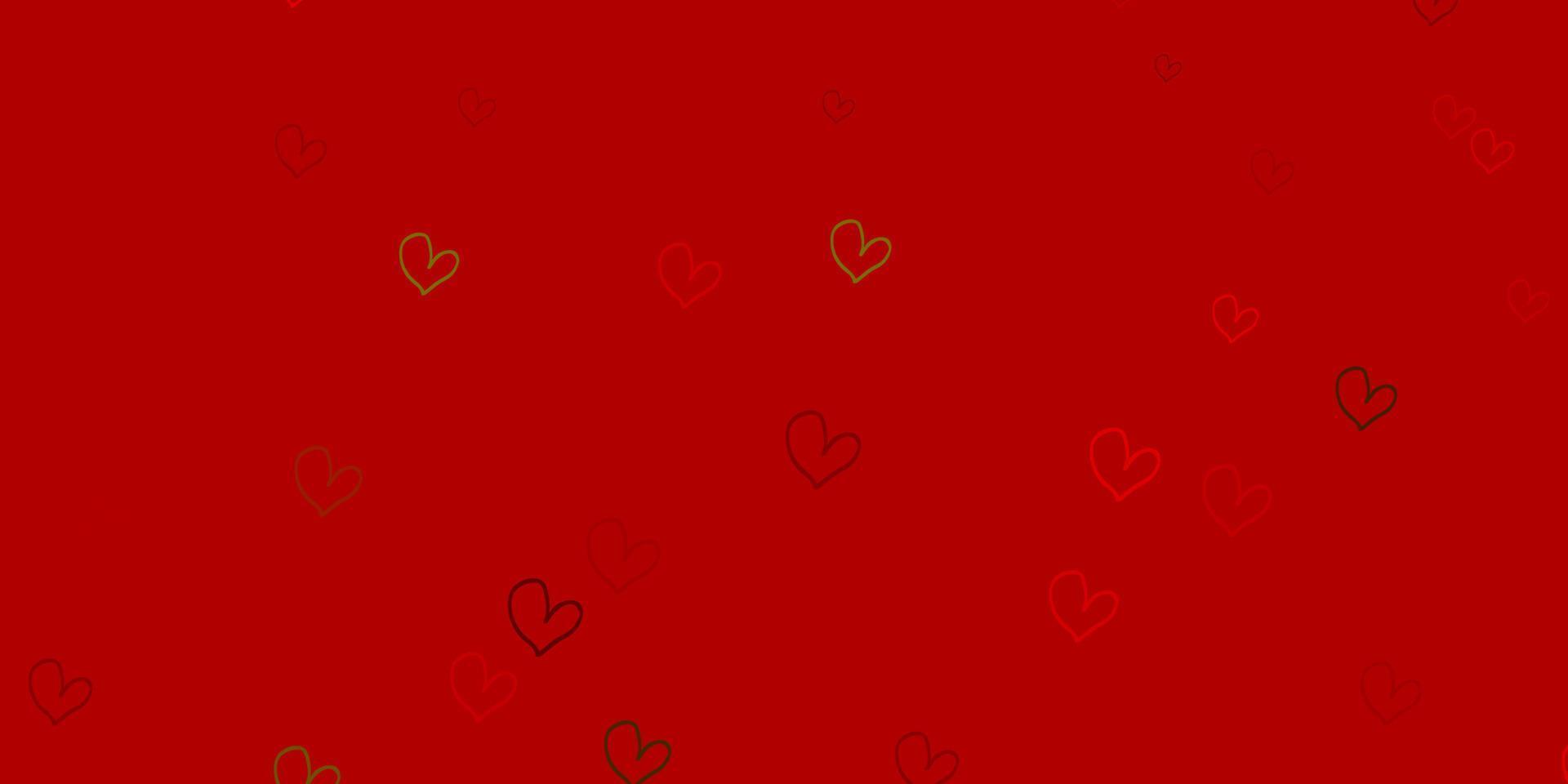 Light Green, Red vector background with hearts.