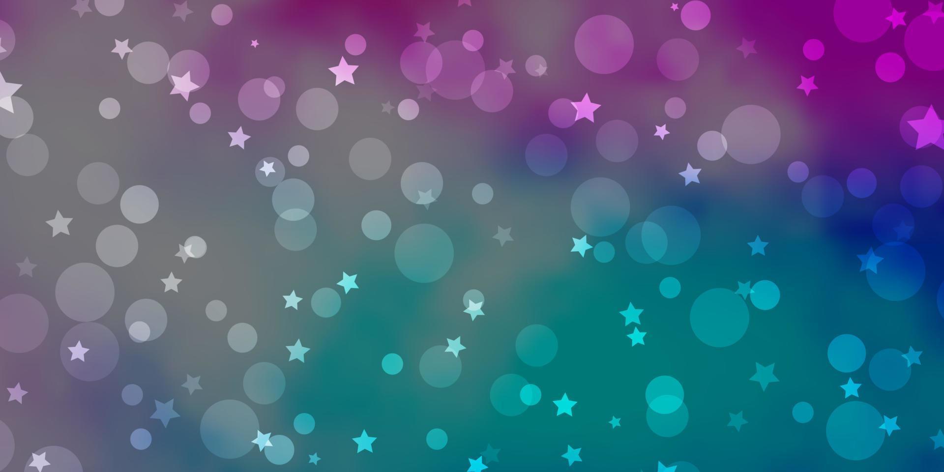Light Multicolor vector backdrop with circles, stars.
