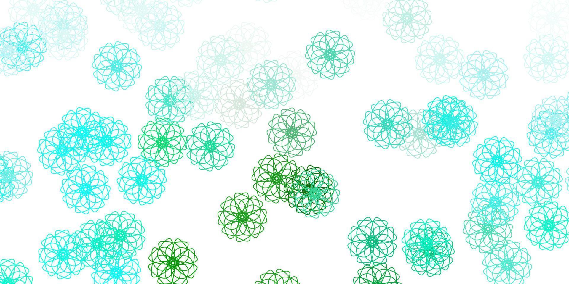 Light green vector doodle pattern with flowers.