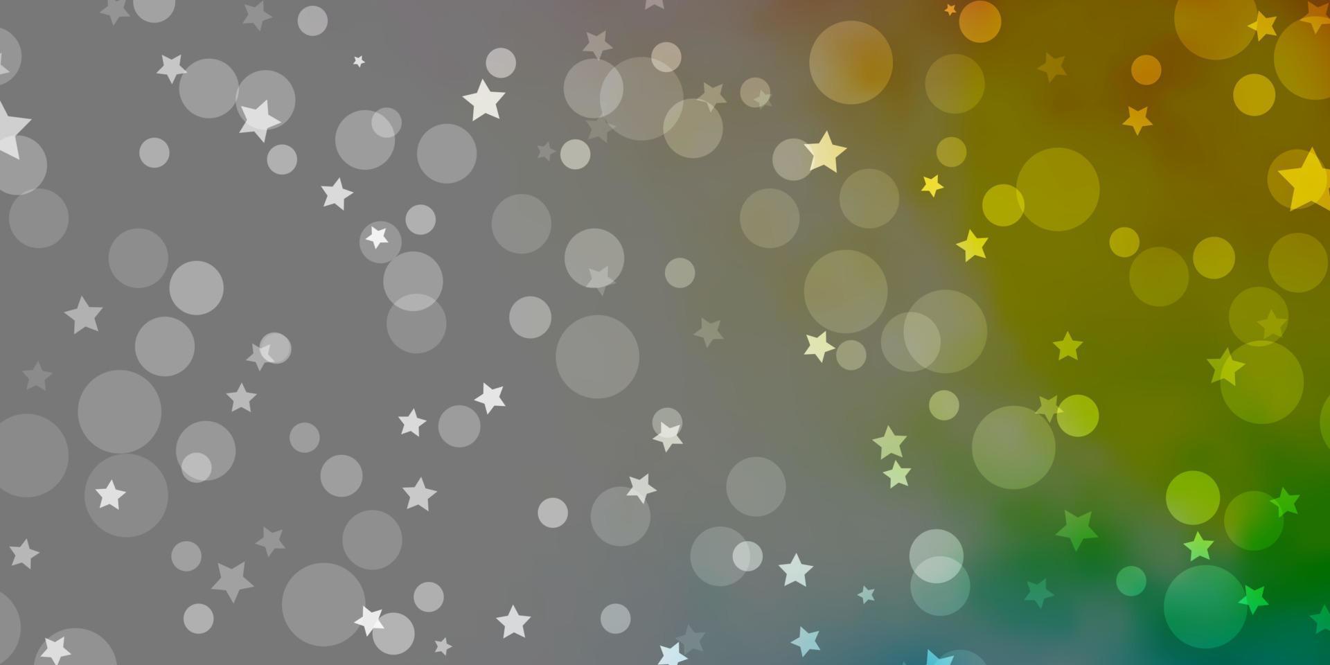 plantilla de vector multicolor claro con círculos, estrellas.