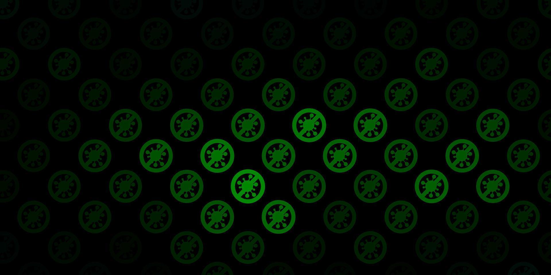 Dark Green vector backdrop with virus symbols.