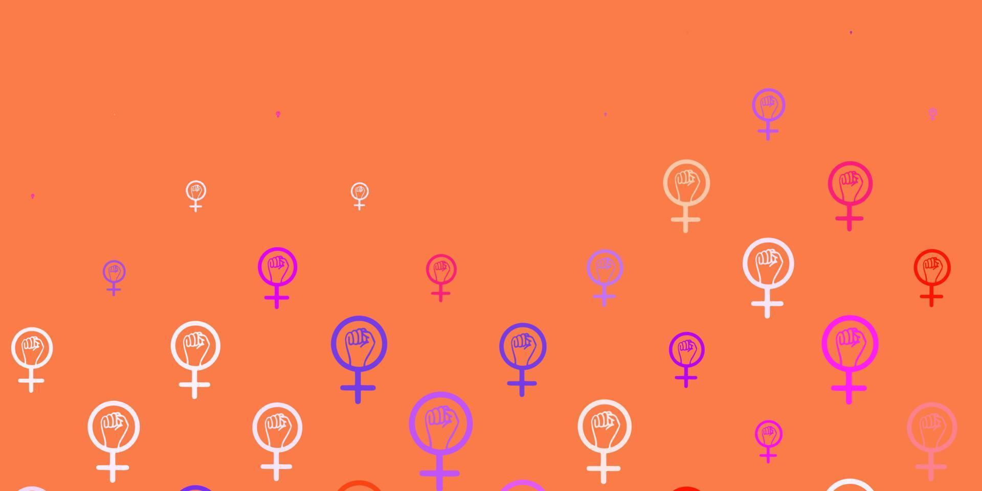Light Pink, Yellow vector background with woman symbols.