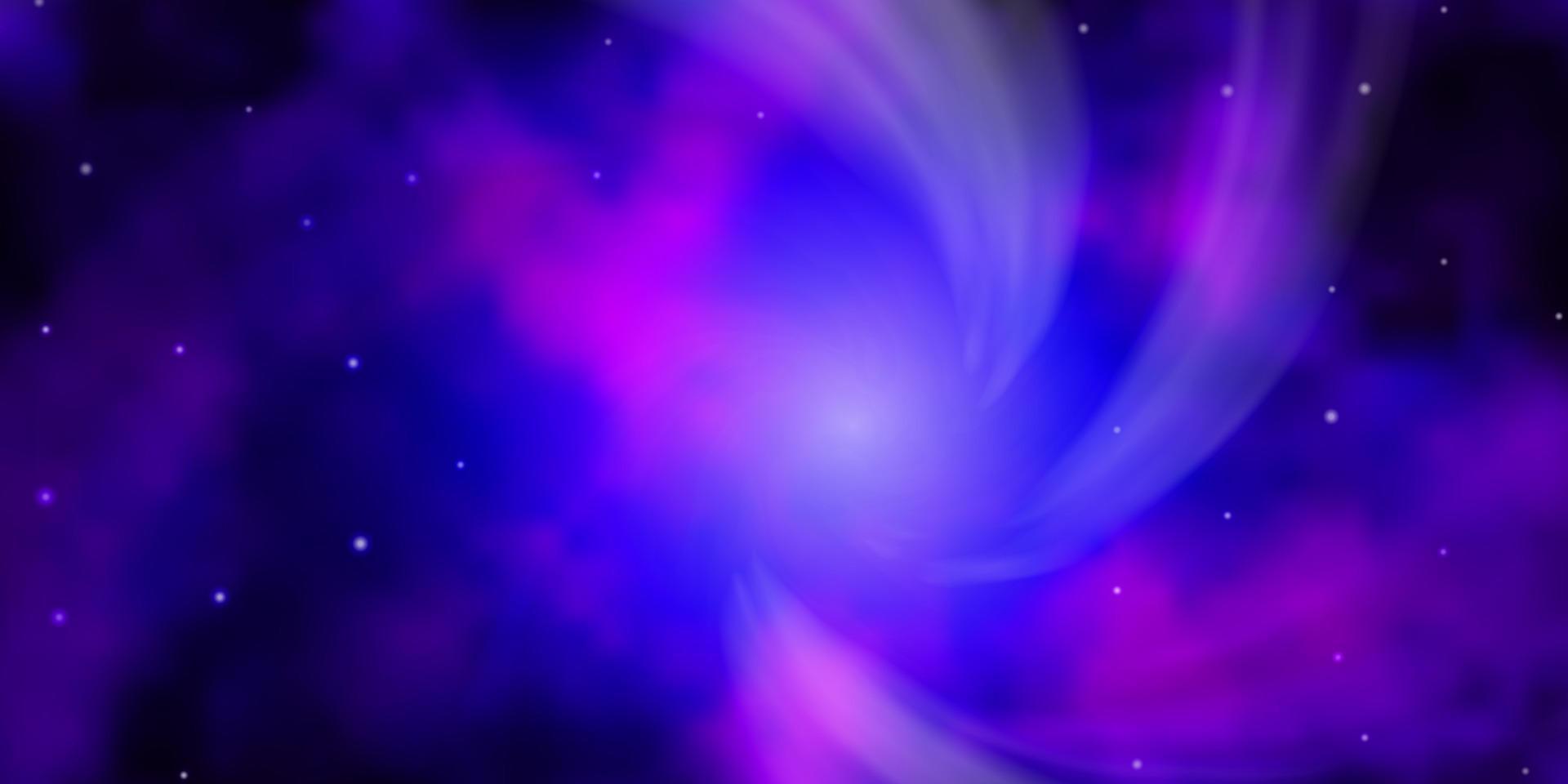 Dark Purple vector template with neon stars.