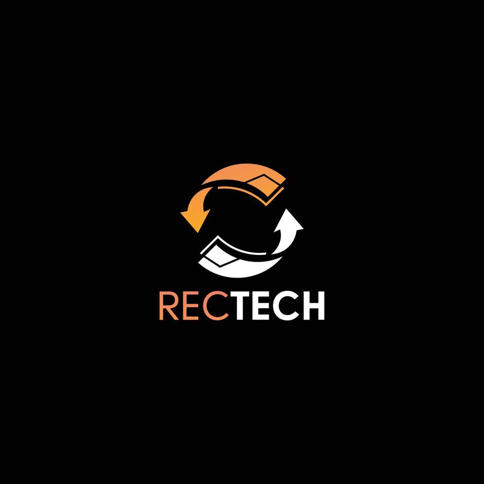 Recoard Or Recycle Logo Design Template For Tech Or Technology Business vector