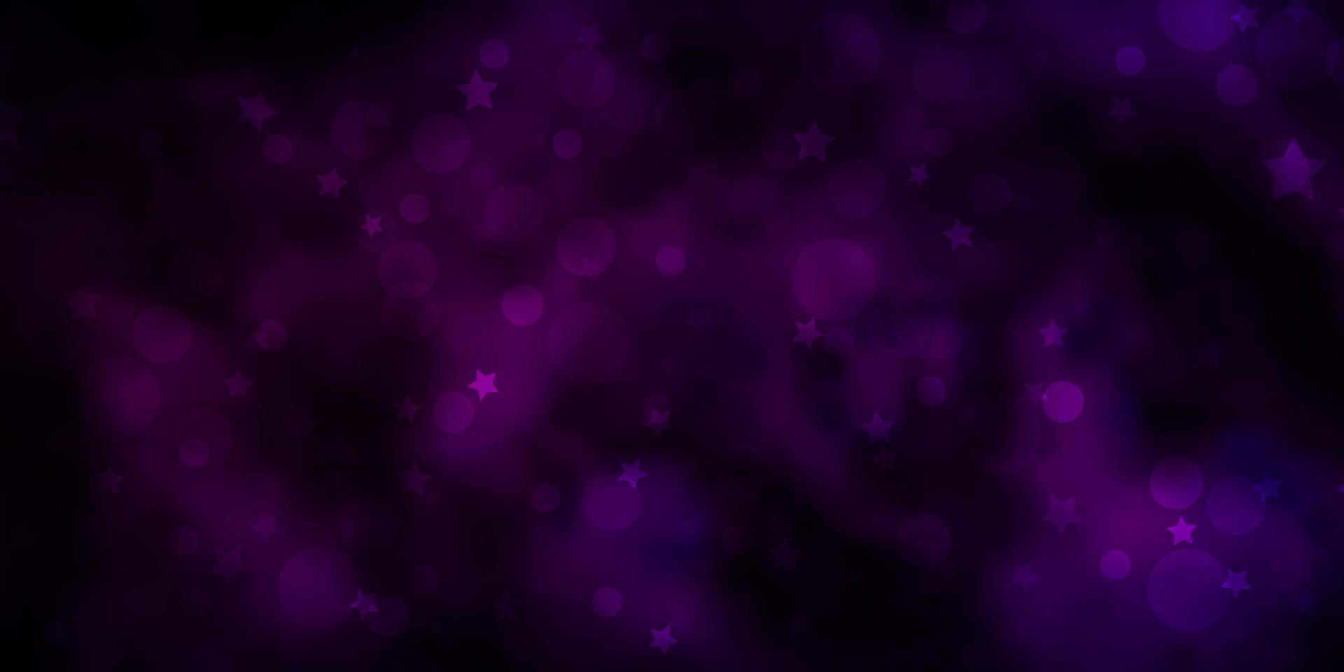patrón de vector de color púrpura oscuro con círculos, estrellas.