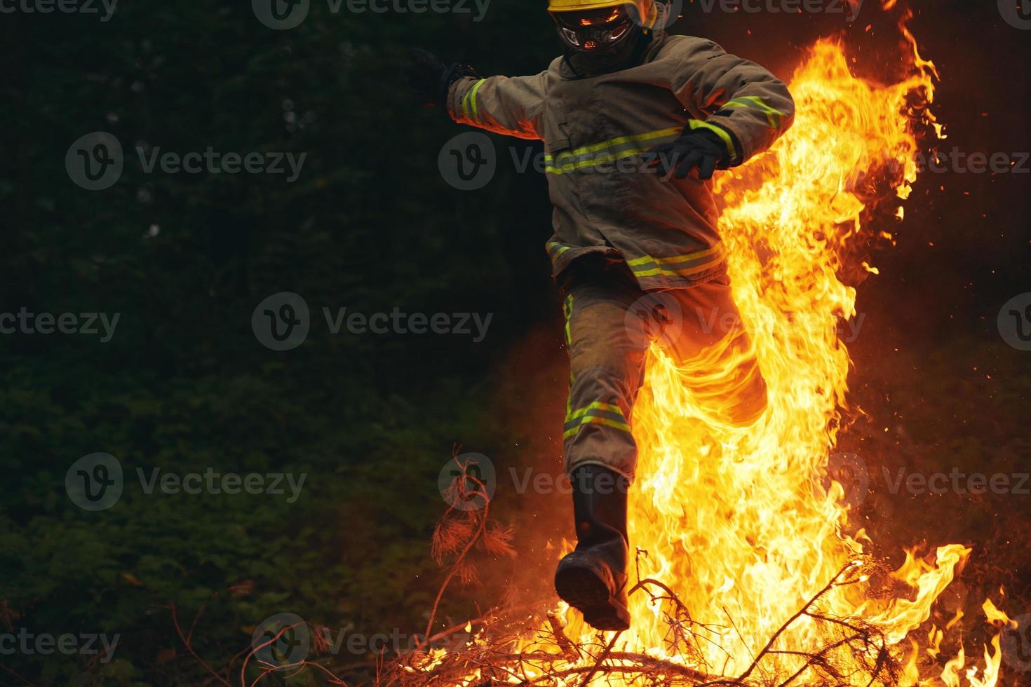 Firefighter in action photo