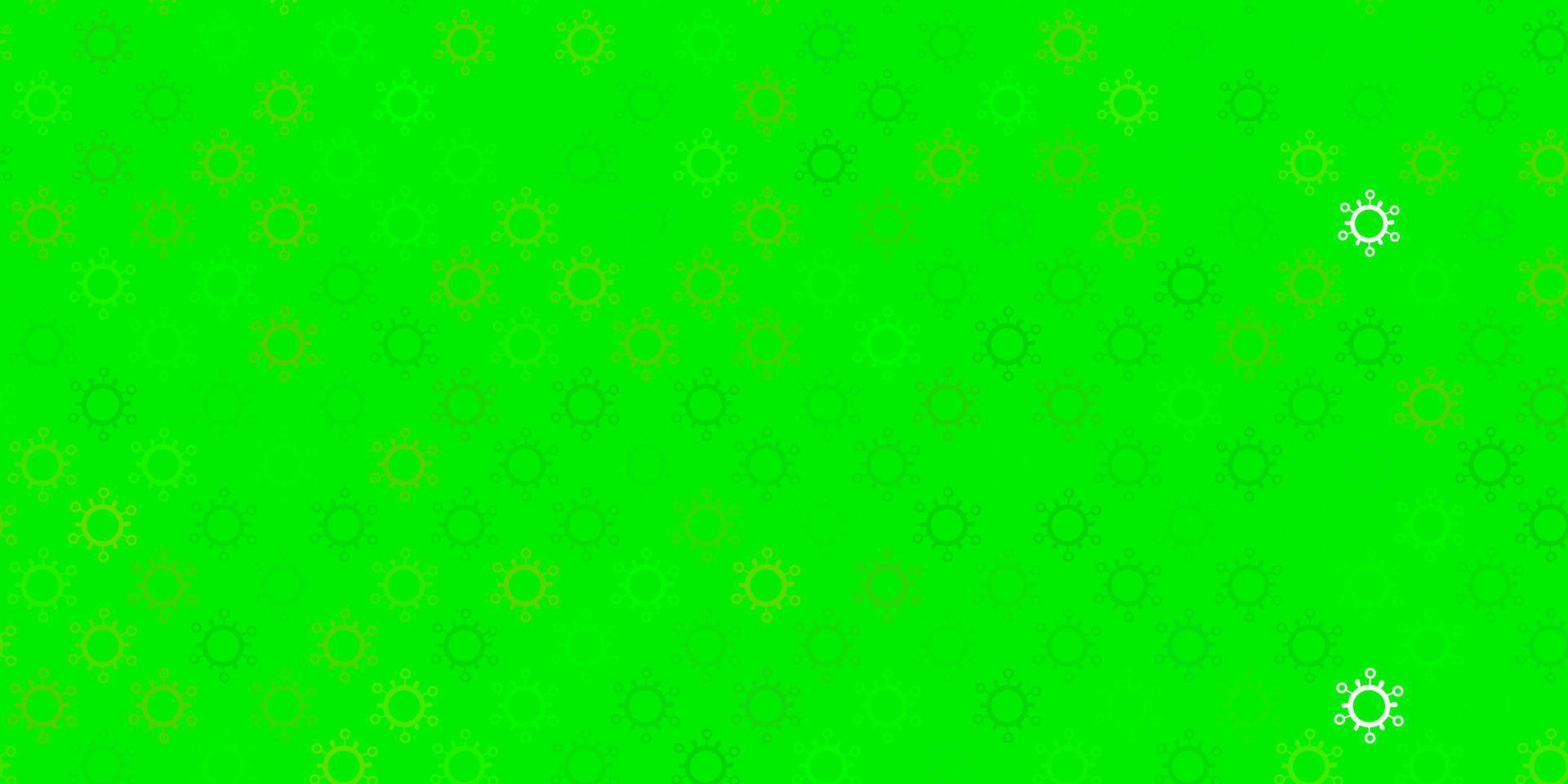 Dark green, yellow vector pattern with coronavirus elements.