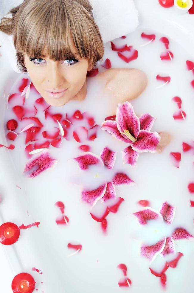 woman bath flower photo