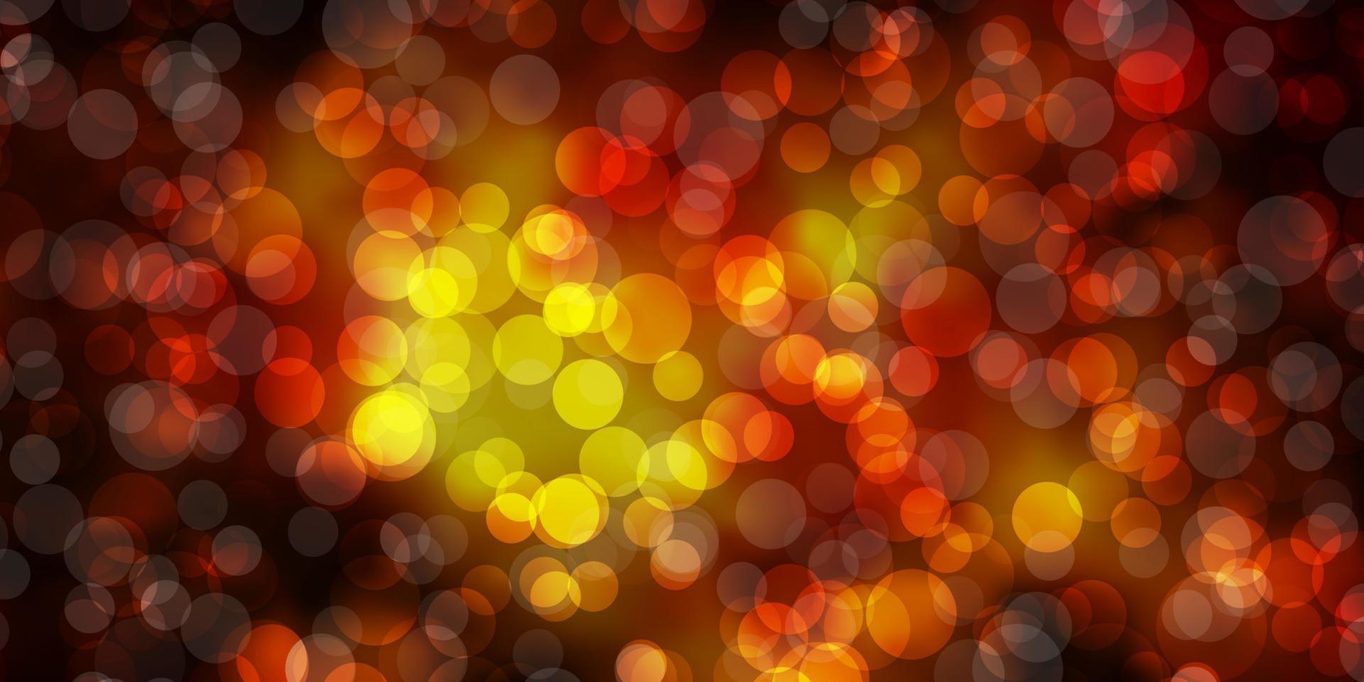 Dark Yellow vector background with bubbles.