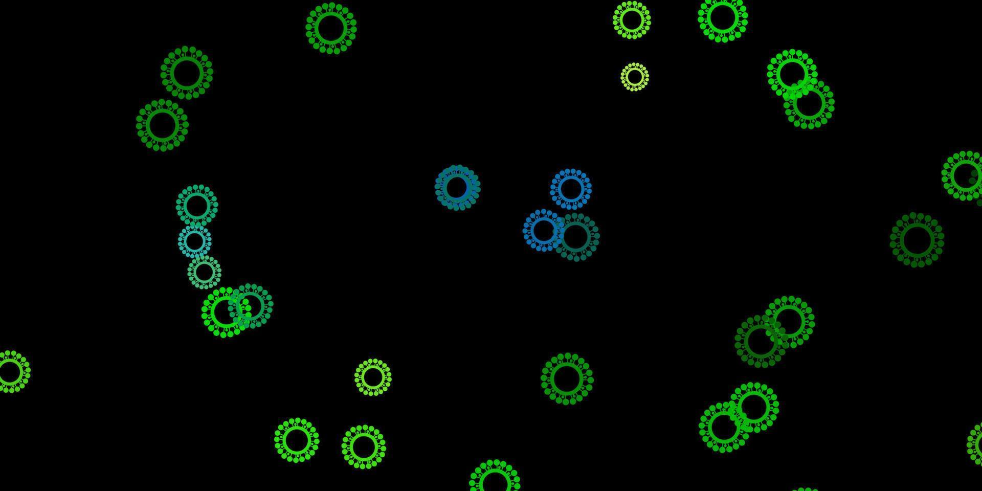 plantilla de vector azul oscuro, amarillo con signos de gripe.