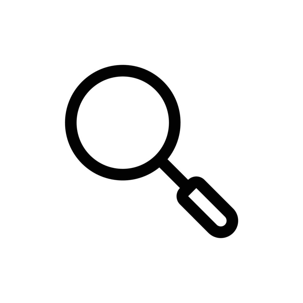 Magnifying glass icon for search in outline black style vector