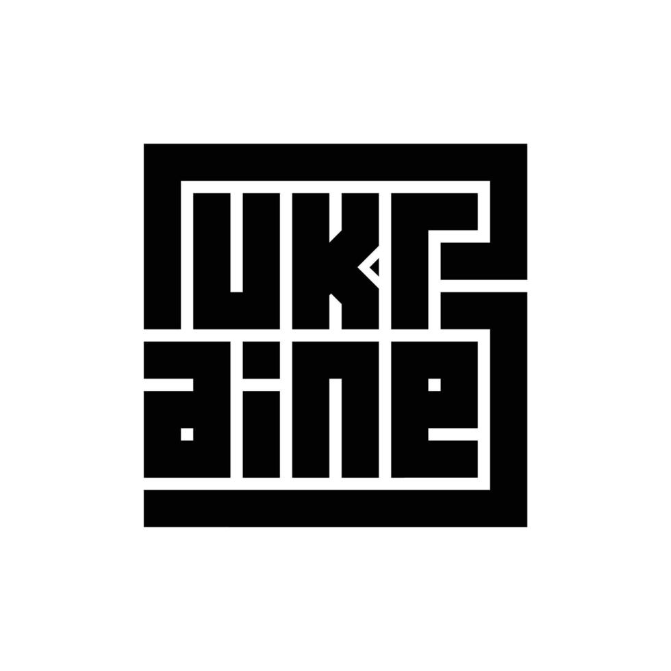 Ukraine typography logo in black color block code style vector