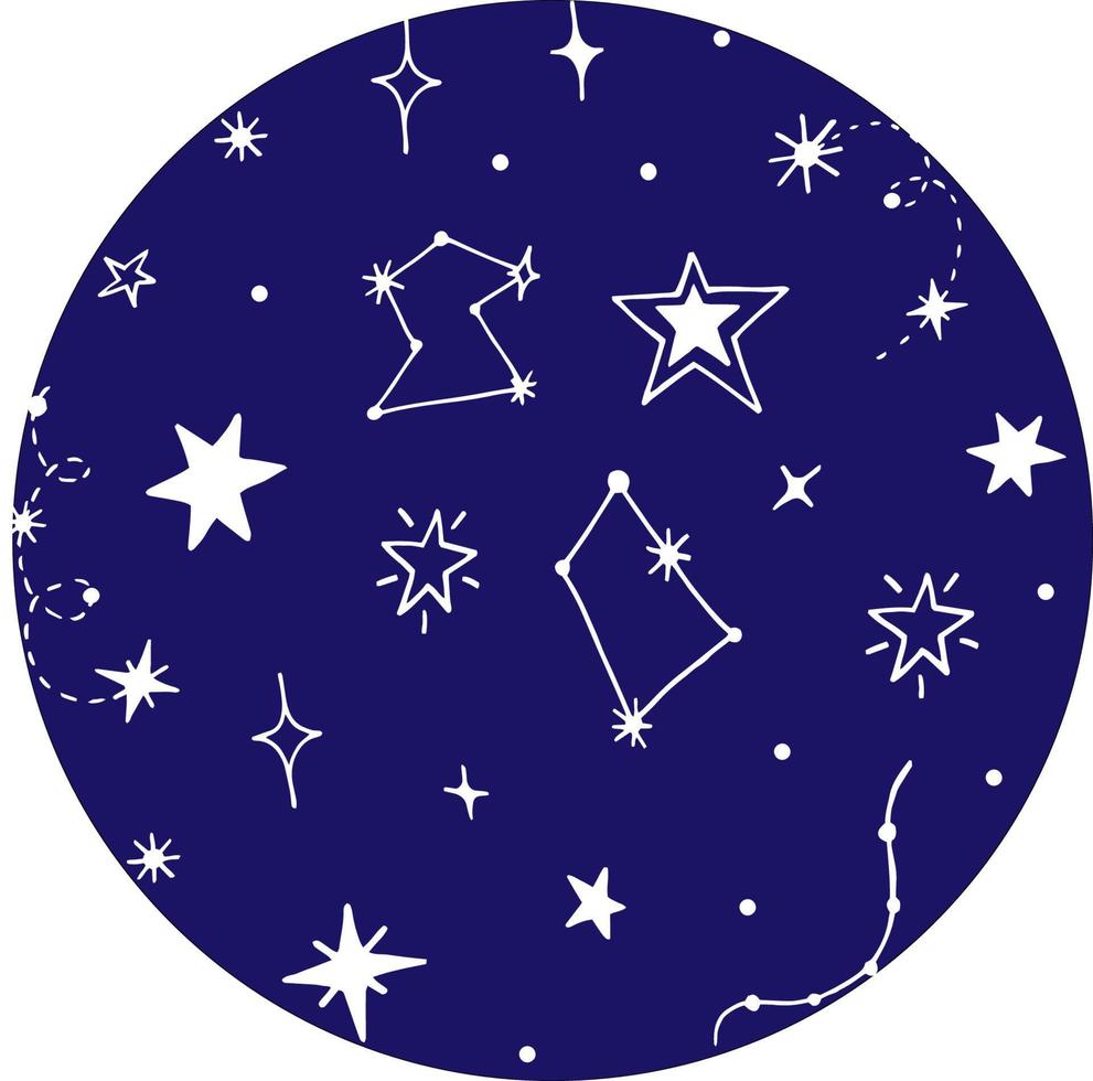 Star vector poster. Celestial collection of elements, stars, moon, cloud, sun, constellation, comet, space, galaxy
