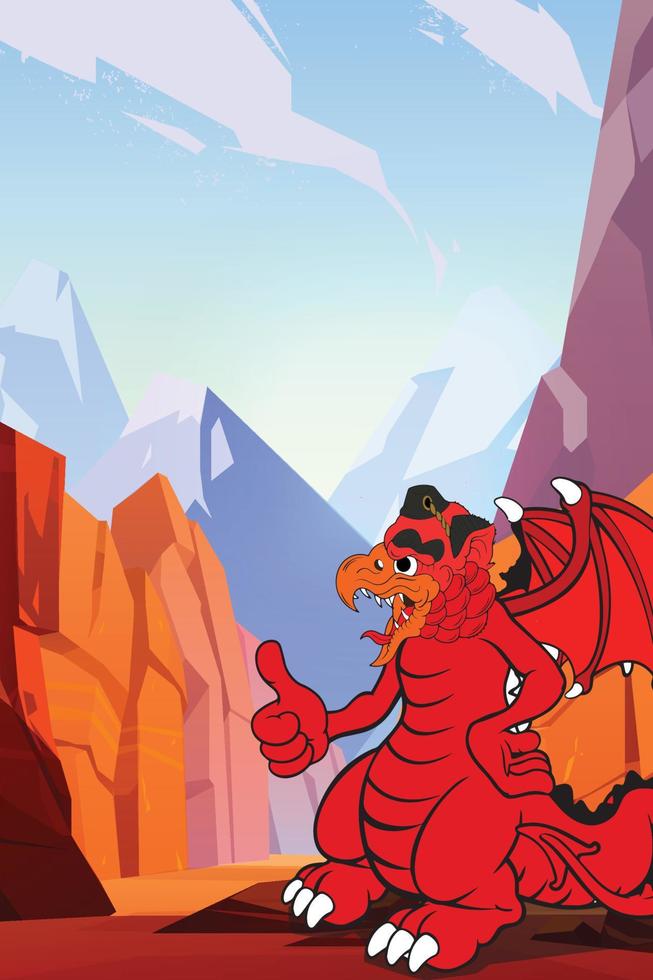 Print dragon garuda art vector