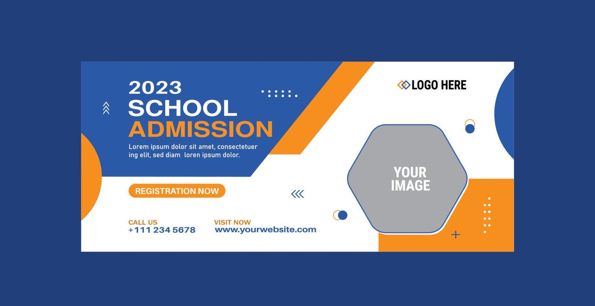 School admission social media cover and web banner design template vector