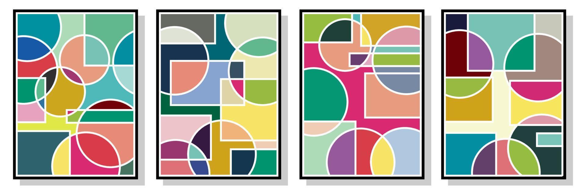 Abstract Bauhaus geometric pattern background vector circle