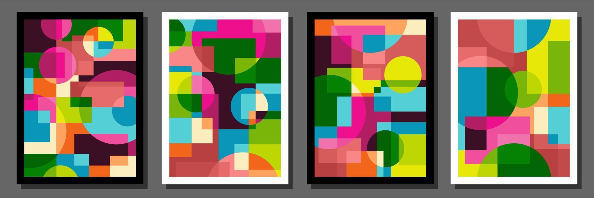 Abstract Bauhaus geometric pattern background vector circle