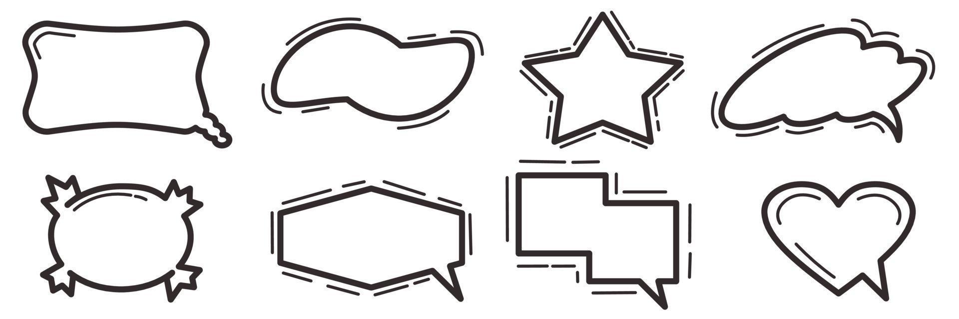 The usual set of speech bubbles for comics Doodle set elements Vector illustration