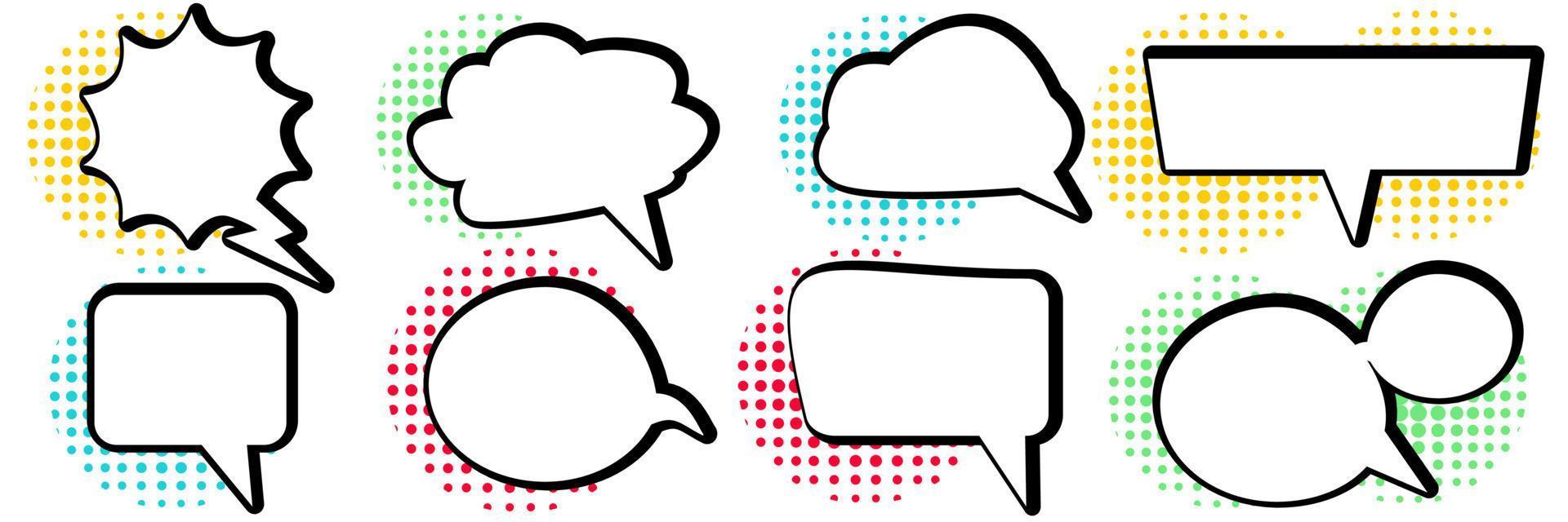 The usual set of speech bubbles for comics Doodle set elements Vector illustration