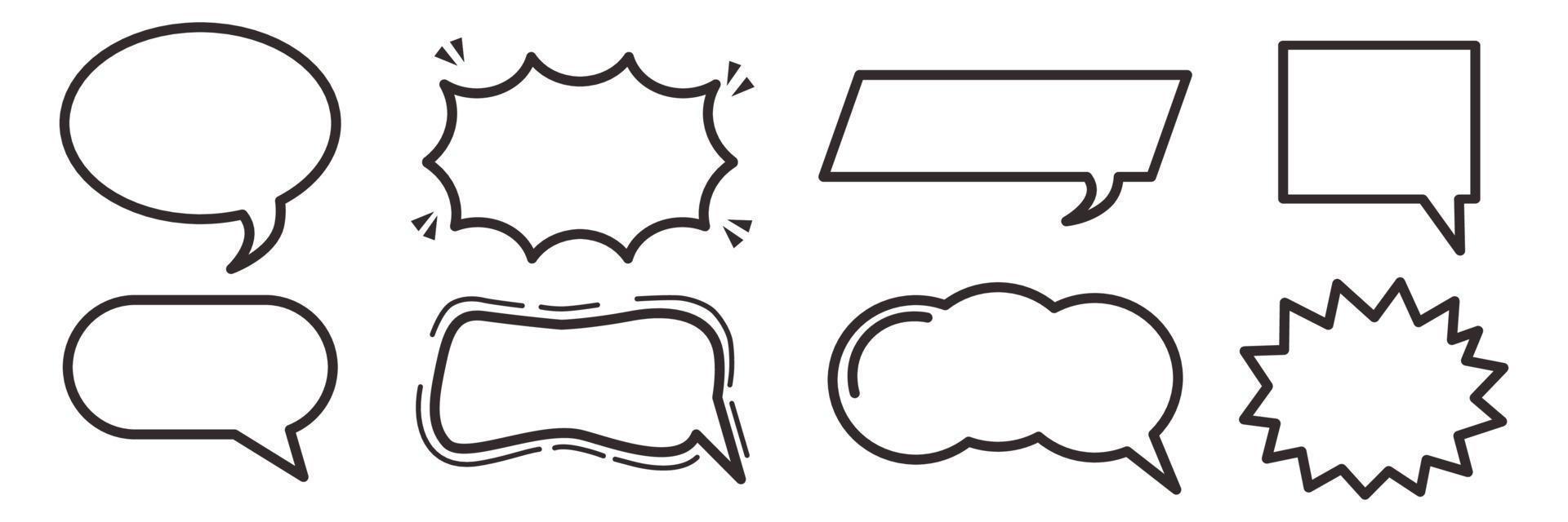 The usual set of speech bubbles for comics Doodle set elements Vector illustration