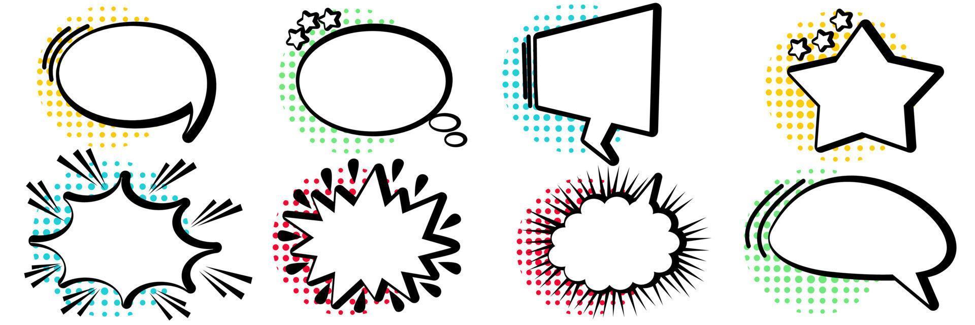 The usual set of speech bubbles for comics Doodle set elements Vector illustration