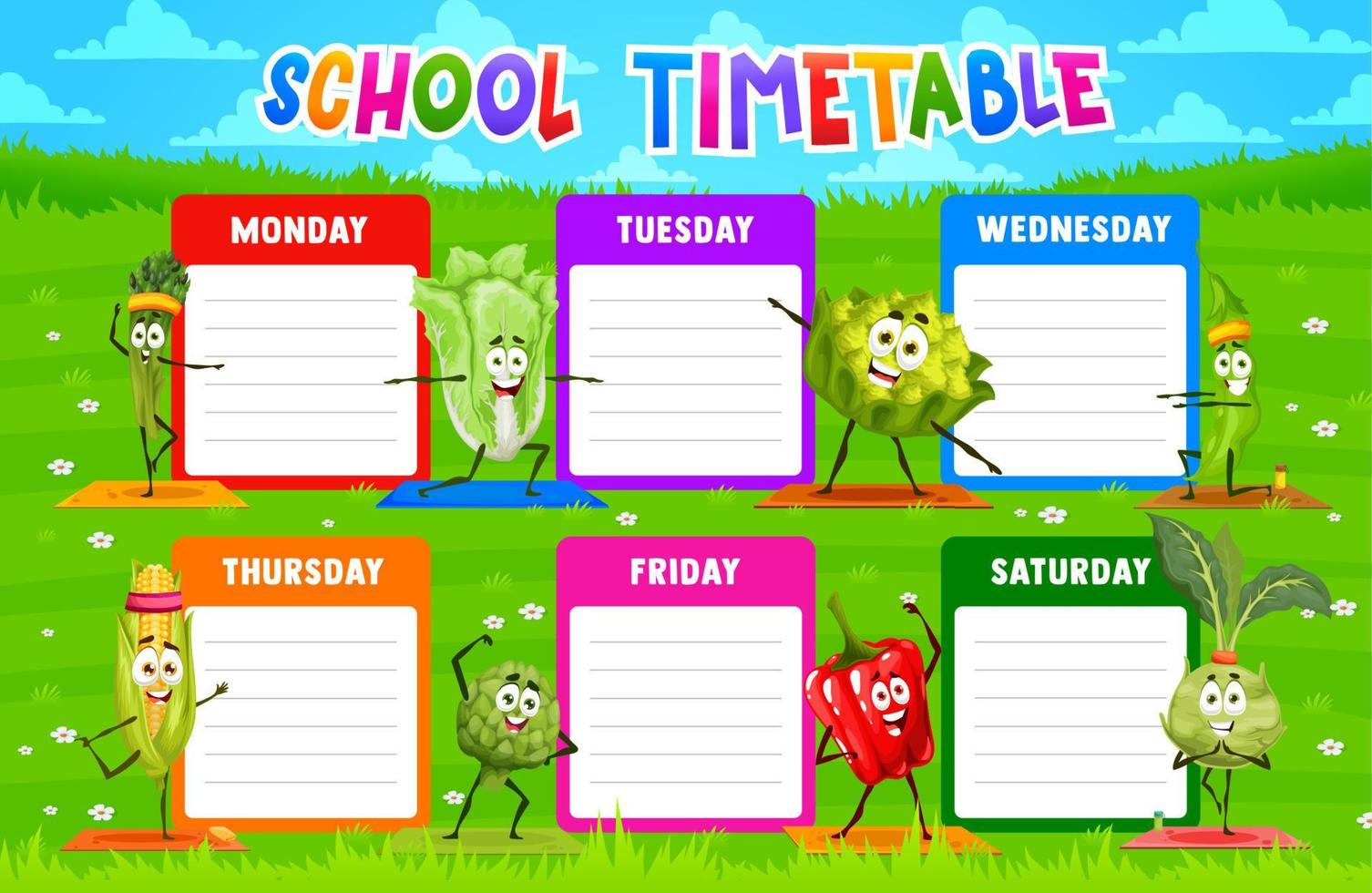 Timetable schedule cartoon vegetables on fitness 11592146 vector art at