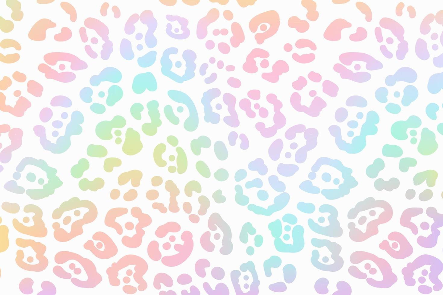 Rainbow leopard background. Holographic foil cheetah texture. Animal pattern gradient print. Vector abstract pastel illustration.