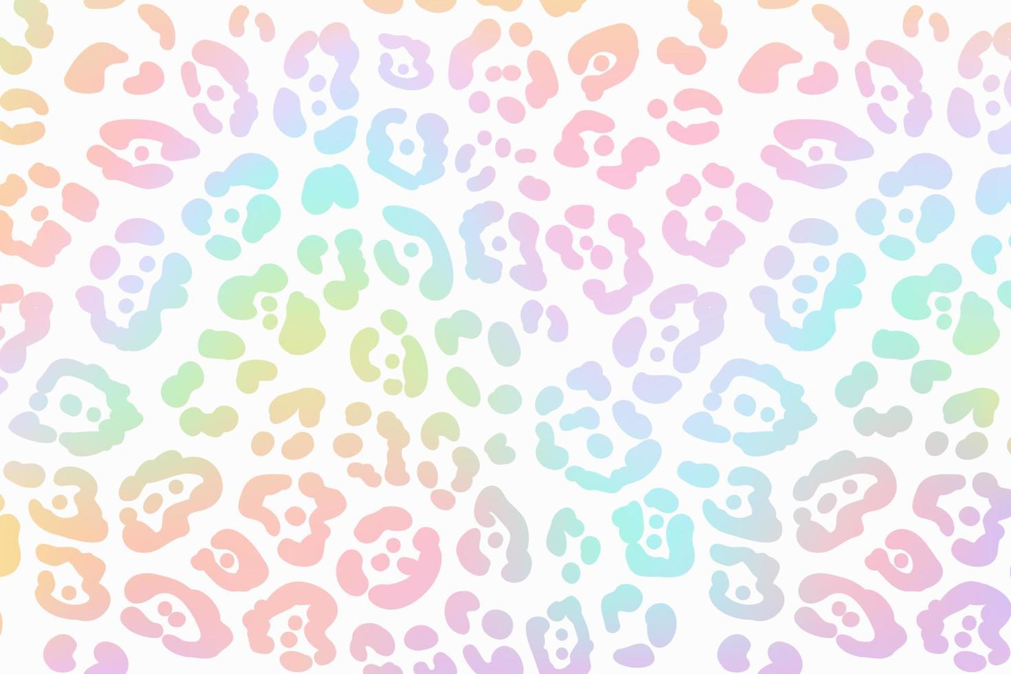 Rainbow leopard background. Holographic foil cheetah texture. Animal pattern gradient print. Vector abstract pastel illustration.