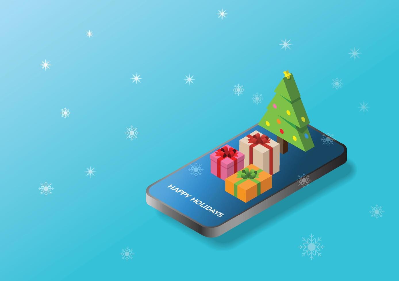 compras en línea, regalos de navidad. vector