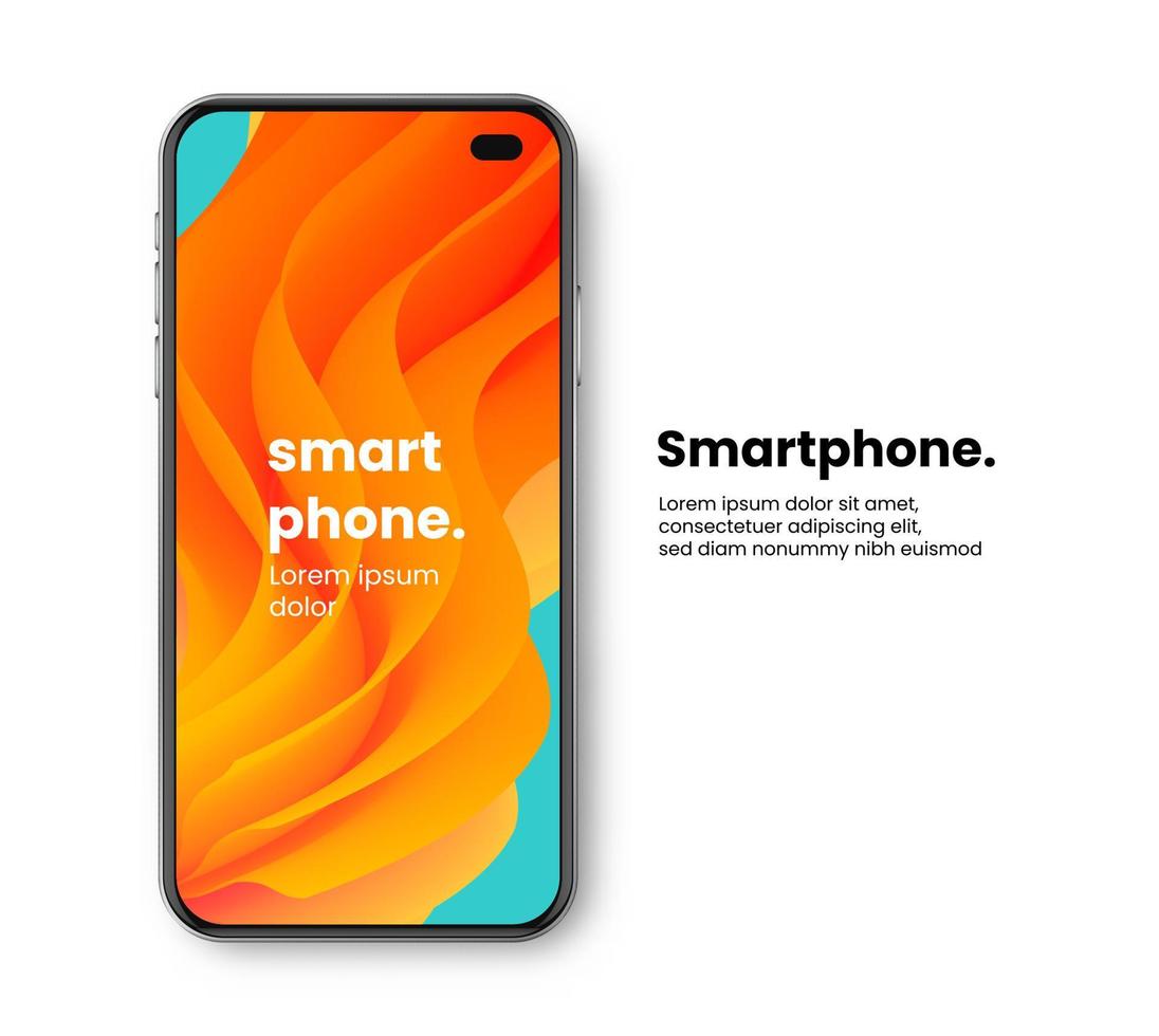 smartphone design illustration with orange wallpaper.smartphone screen design display with wallpaper. vector