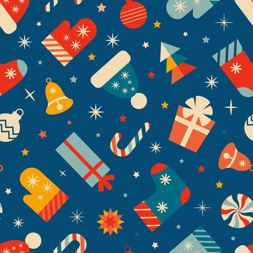 Vintage Christmas seamless pattern. Vector illustration