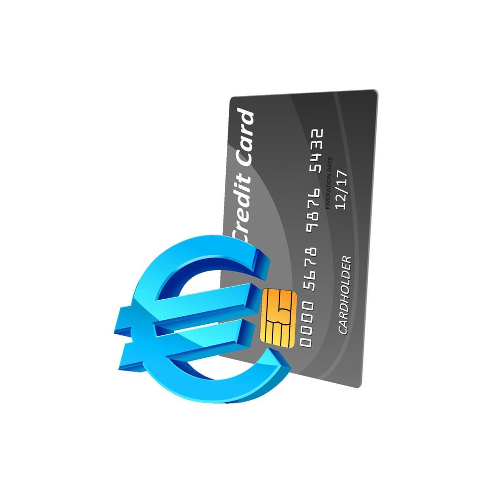 Euro currency sign and credit card vector