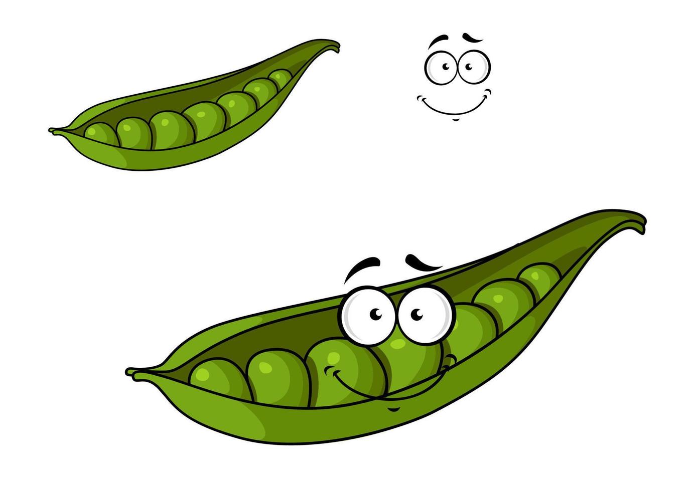 Fresh green cartoon peas in a pod vector