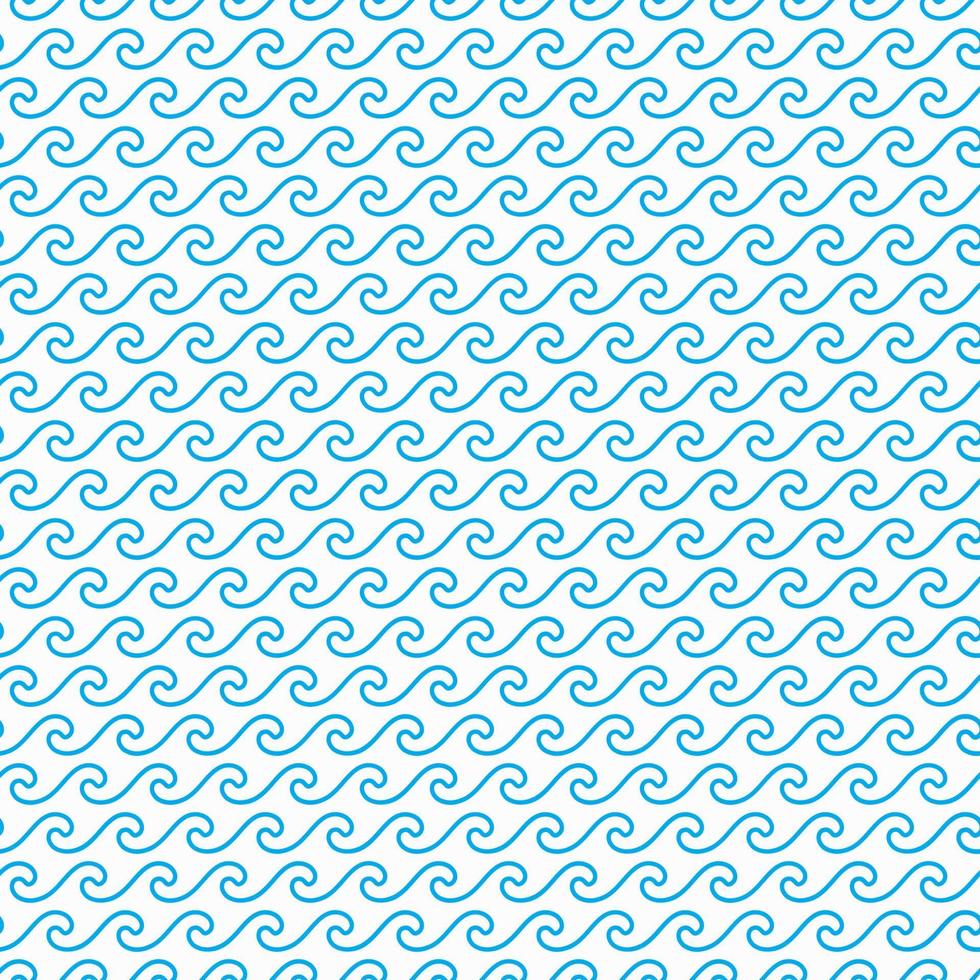 Ocean and sea blue curly waves seamless pattern vector