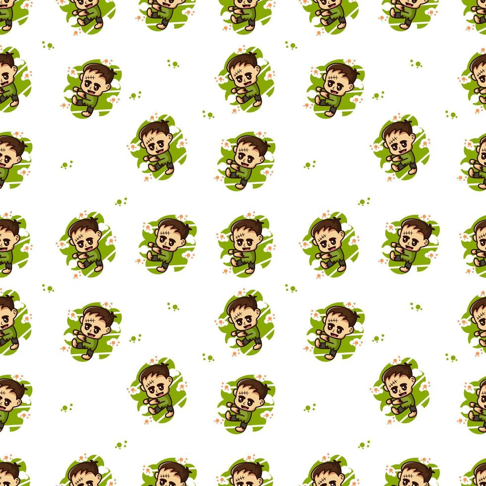 seamless pattern cute Zombie illustration vector