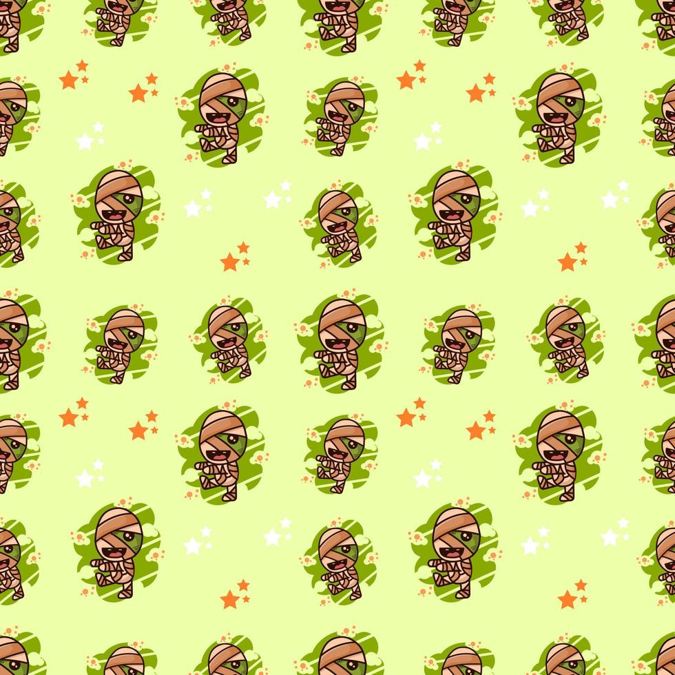 seamless pattern cute mummy illustration vector