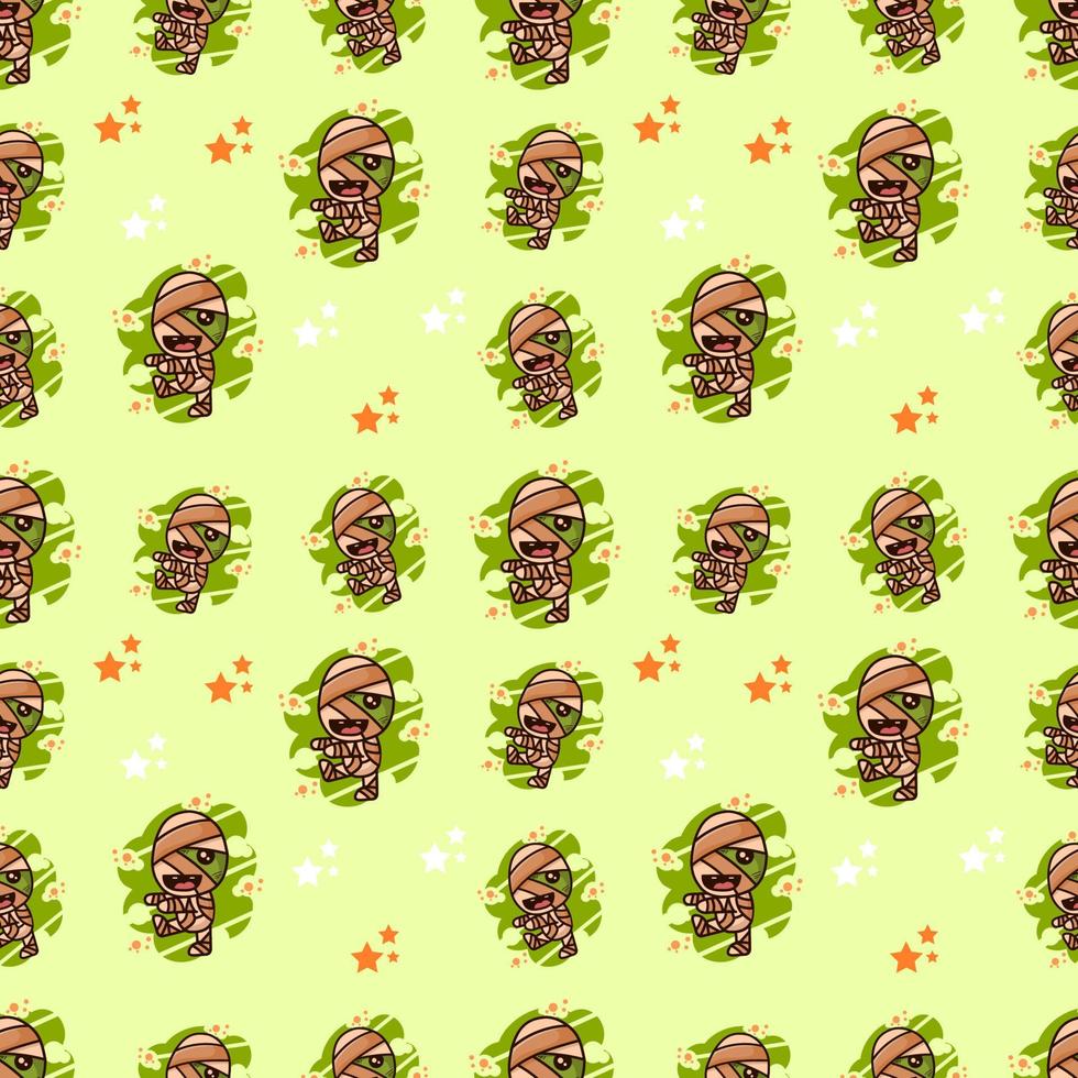 seamless pattern cute mummy illustration vector