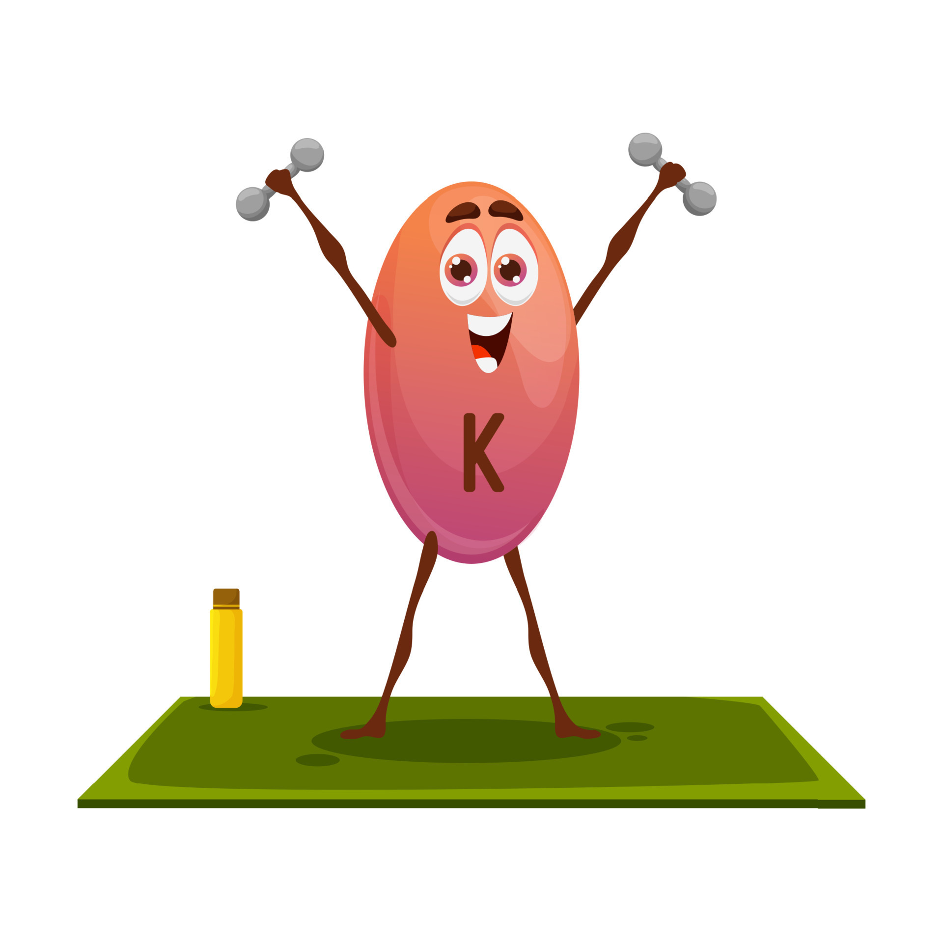 Cartoon vitamin K character on yoga fitness sport 11592564 Vector Art