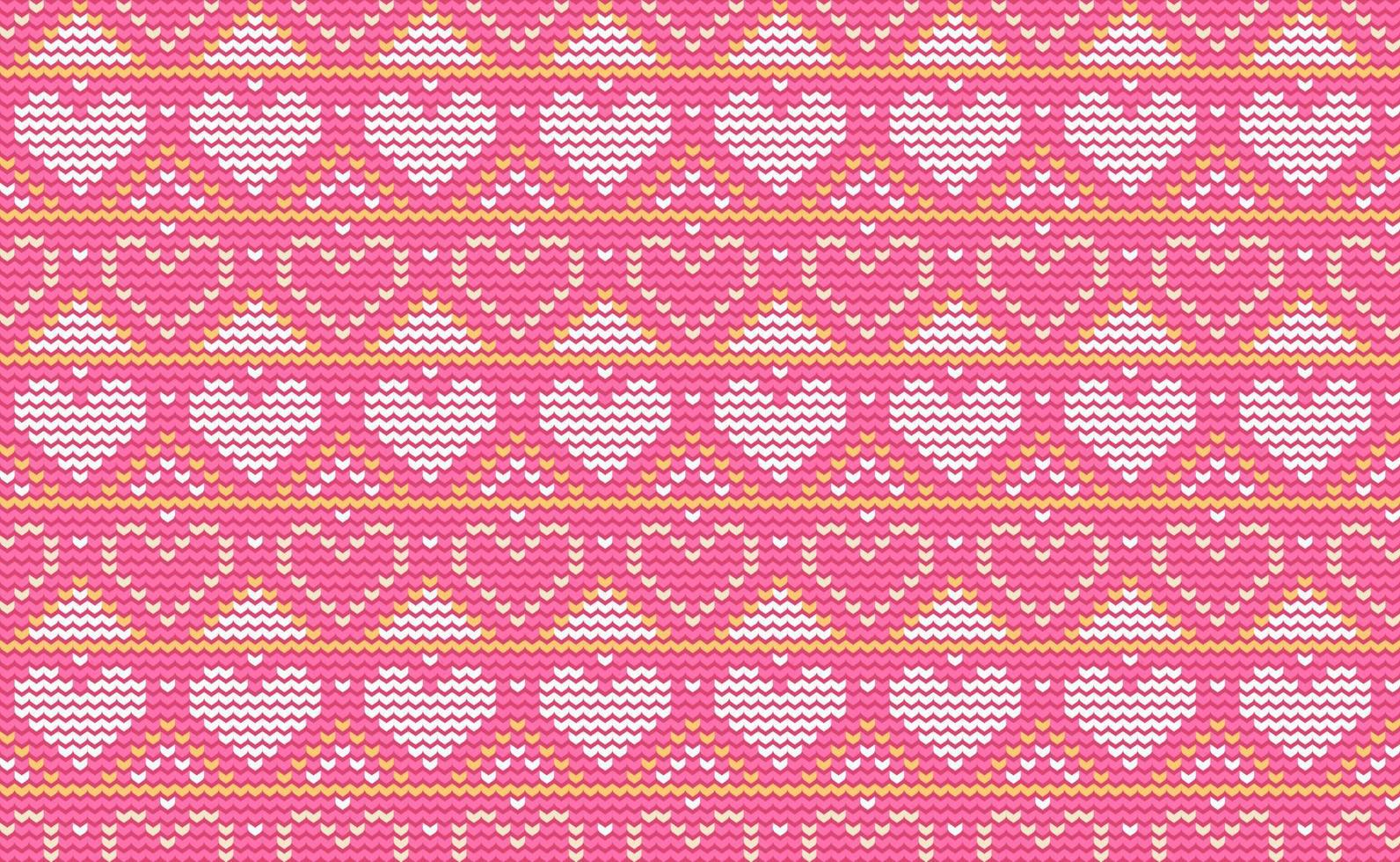 Heart Knit Pattern Vector, Love Embroidery Antique Background, Handcraft Craft wallpaper, Fabric Crochet art vector