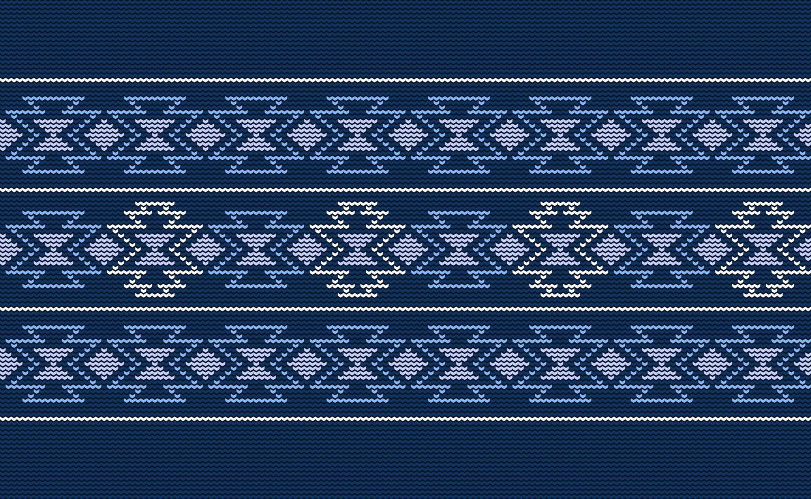 White and Blue Knitted Pattern Vector, Embroidery Style Background, Graphic Element art, Cloth Classic vintage vector
