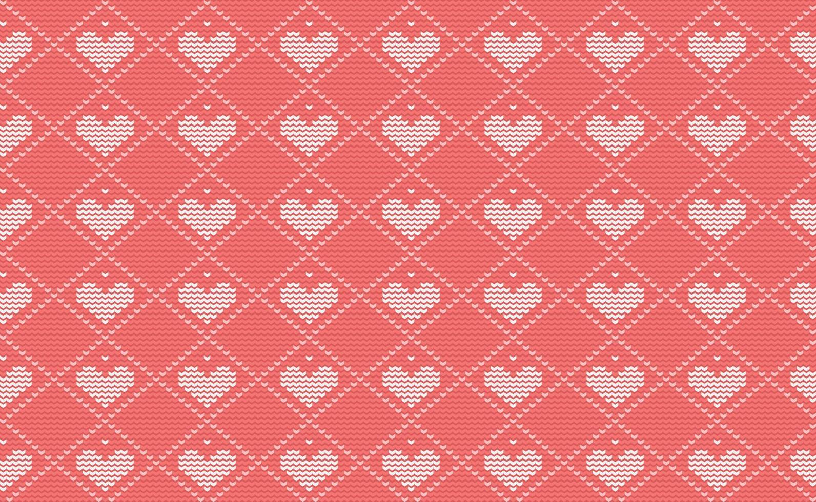 vector de patrón de punto de corazón, fondo continuo de bordado de amor blanco y rojo, textura clásica de tela