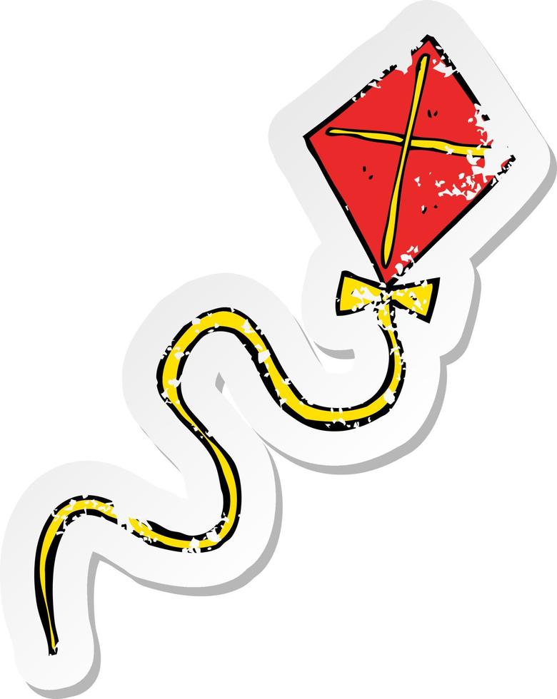 retro distressed sticker of a cartoon flying kite vector