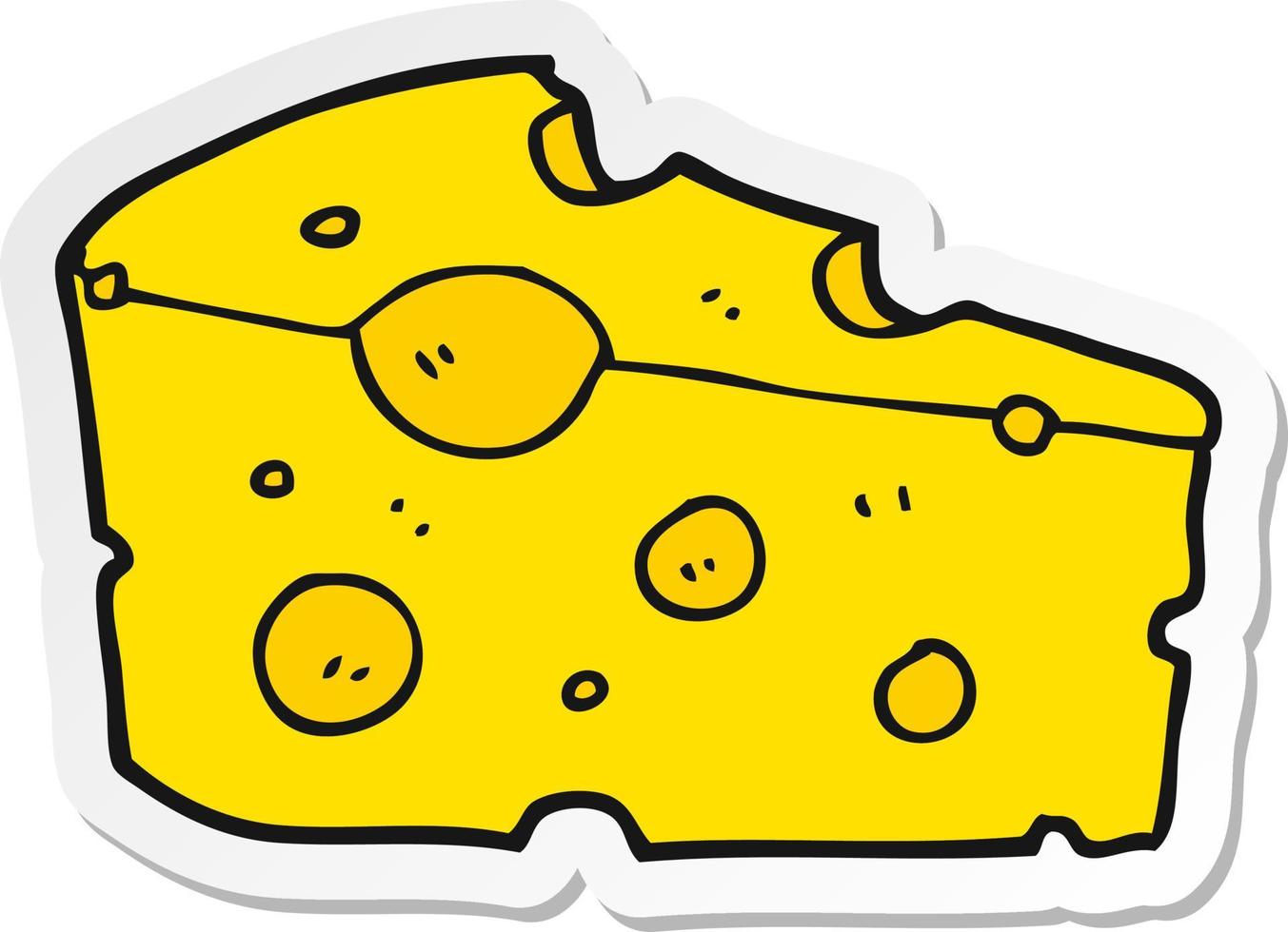 sticker of a cartoon cheese vector