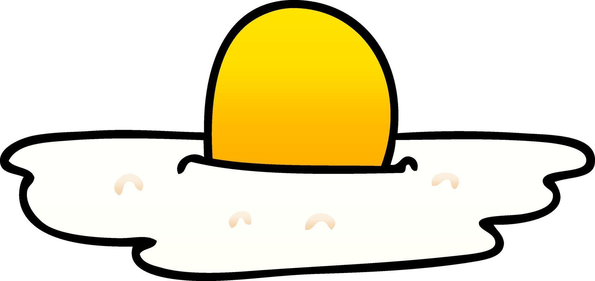 quirky gradient shaded cartoon fried egg vector