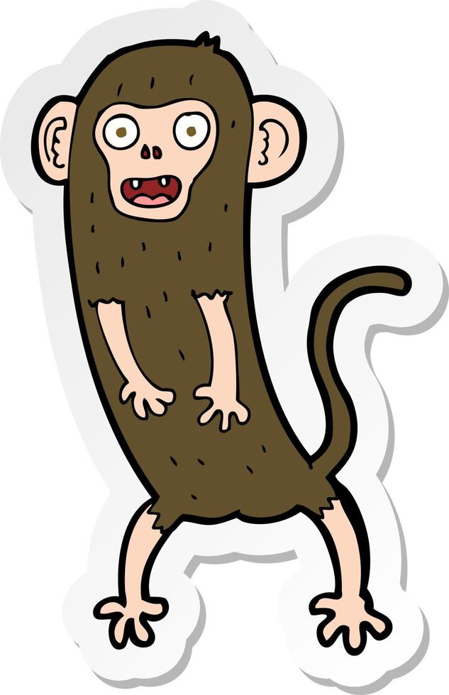 sticker of a cartoon crazy monkey vector